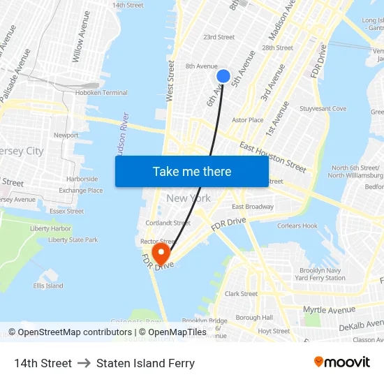 14th Street to Staten Island Ferry map
