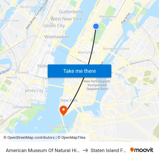 American Museum Of Natural History to Staten Island Ferry map
