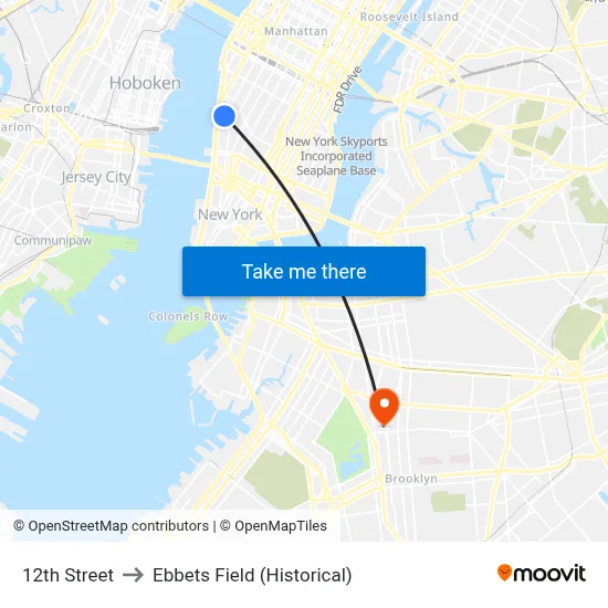 12th Street to Ebbets Field (Historical) map