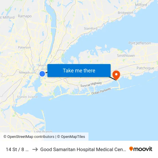 14 St / 8 Av to Good Samaritan Hospital Medical Center map