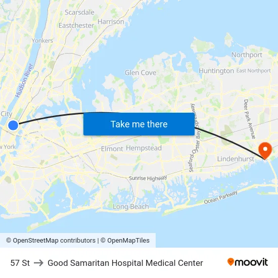 57 St to Good Samaritan Hospital Medical Center map