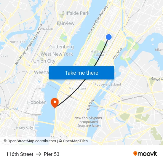 116th Street to Pier 53 map