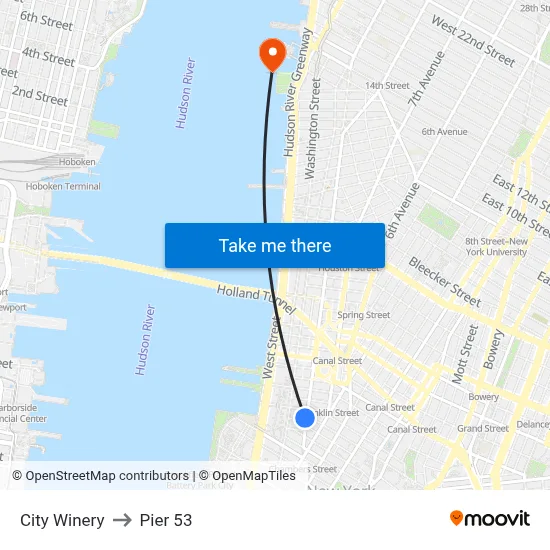 City Winery to Pier 53 map