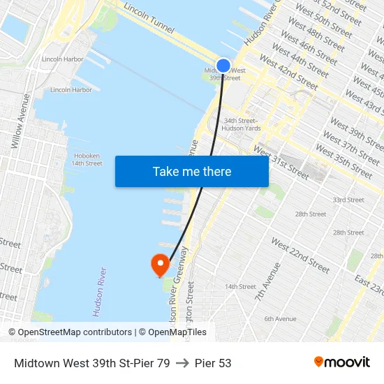 Midtown West 39th St-Pier 79 to Pier 53 map