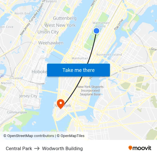 Central Park to Wodworth Building map