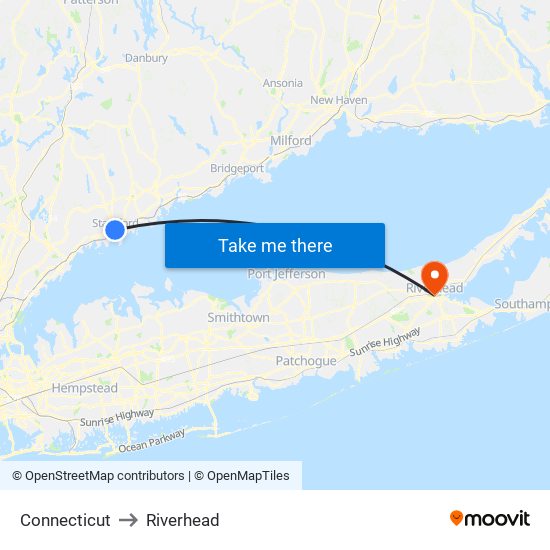 Connecticut to Riverhead map