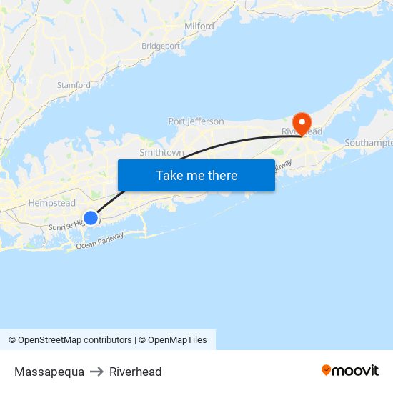 Massapequa to Riverhead map