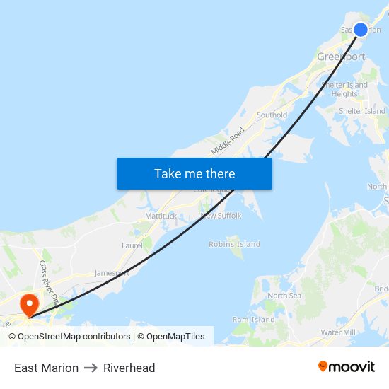 East Marion to Riverhead map