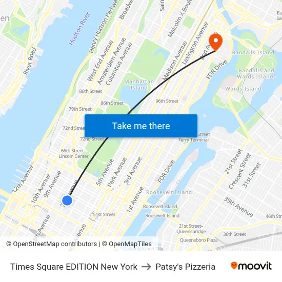 Times Square EDITION New York to Patsy's Pizzeria map