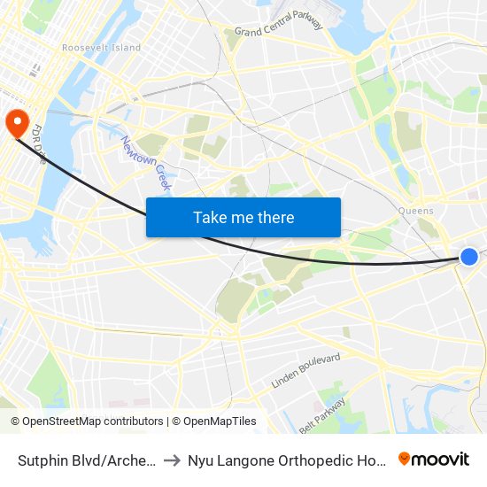 Sutphin Blvd/Archer Av to Nyu Langone Orthopedic Hospital map