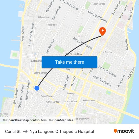 Canal St to Nyu Langone Orthopedic Hospital map
