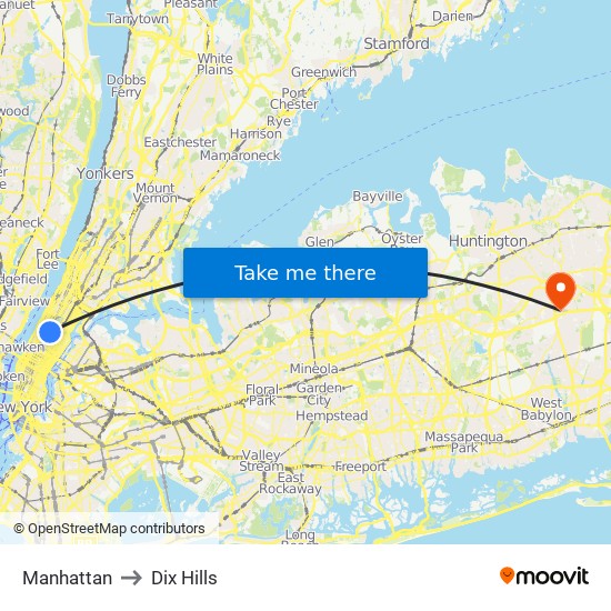 Manhattan to Dix Hills map