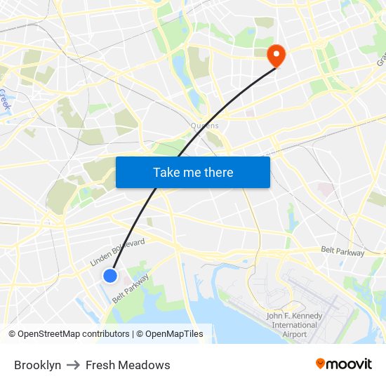 Brooklyn to Fresh Meadows map