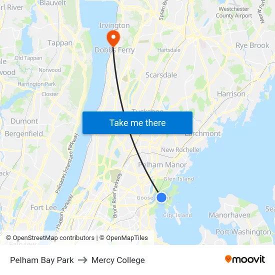 Pelham Bay Park to Mercy College map