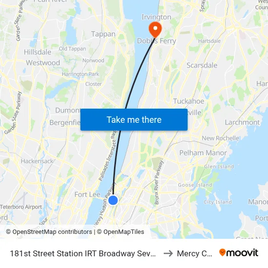 181st Street Station IRT Broadway Seventh Avenue Line to Mercy College map