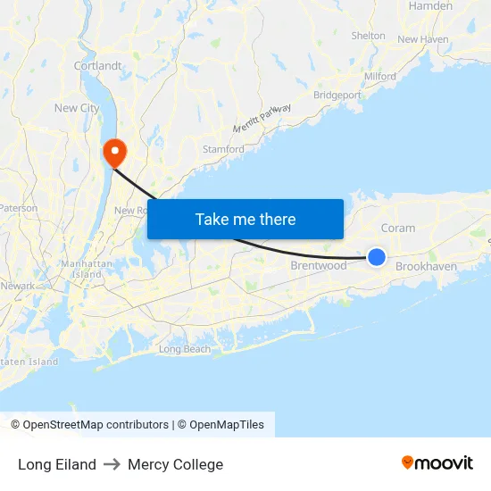 Long Eiland to Mercy College map