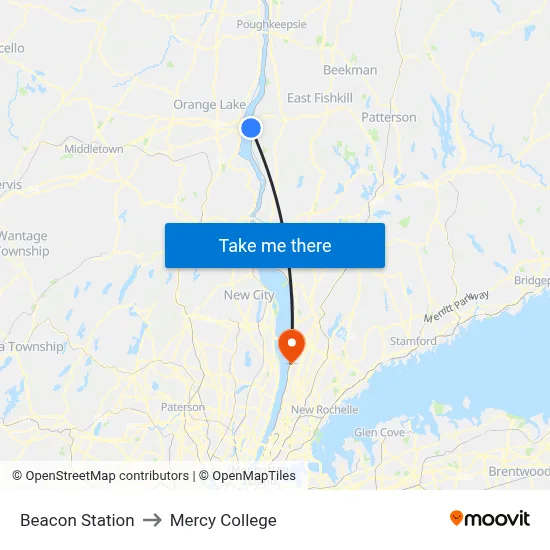 Beacon Station to Mercy College map