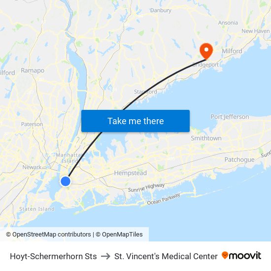 Hoyt-Schermerhorn Sts to St. Vincent's Medical Center map