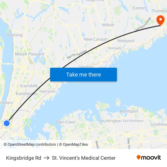 Kingsbridge Rd to St. Vincent's Medical Center map