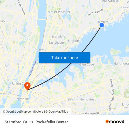 Stamford, Ct to Rockefeller Center map