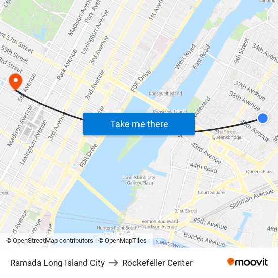 Ramada Long Island City to Rockefeller Center map