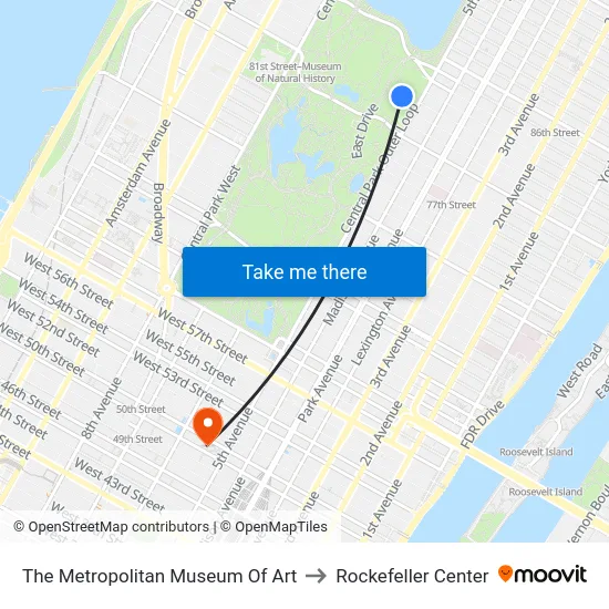 The Metropolitan Museum Of Art to Rockefeller Center map