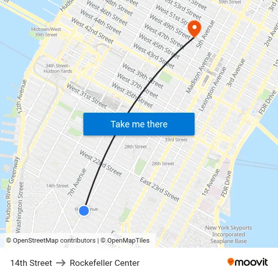 14th Street to Rockefeller Center map