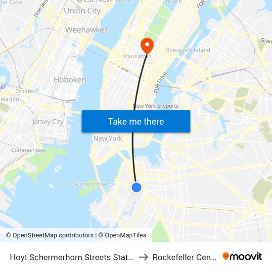 Hoyt Schermerhorn Streets Station to Rockefeller Center map