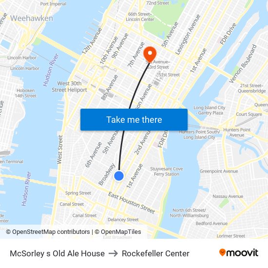 McSorley s Old Ale House to Rockefeller Center map