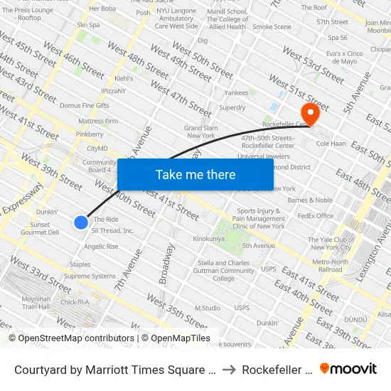 Courtyard by Marriott Times Square West New York to Rockefeller Center map