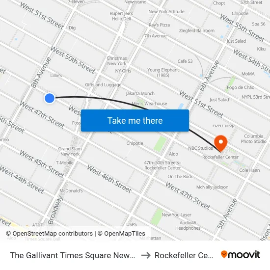 The Gallivant Times Square New York to Rockefeller Center map