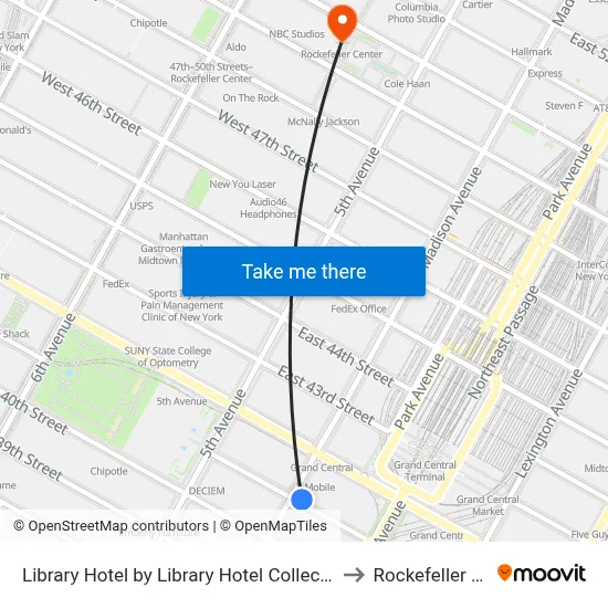 Library Hotel by Library Hotel Collection New York to Rockefeller Center map