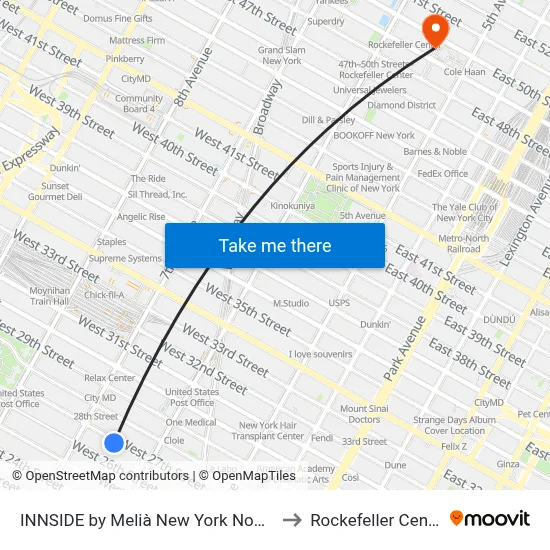 INNSIDE by Melià New York Nomad to Rockefeller Center map