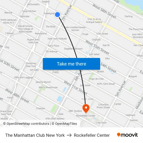 The Manhattan Club New York to Rockefeller Center map