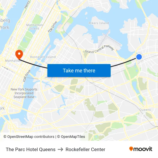 The Parc Hotel Queens to Rockefeller Center map