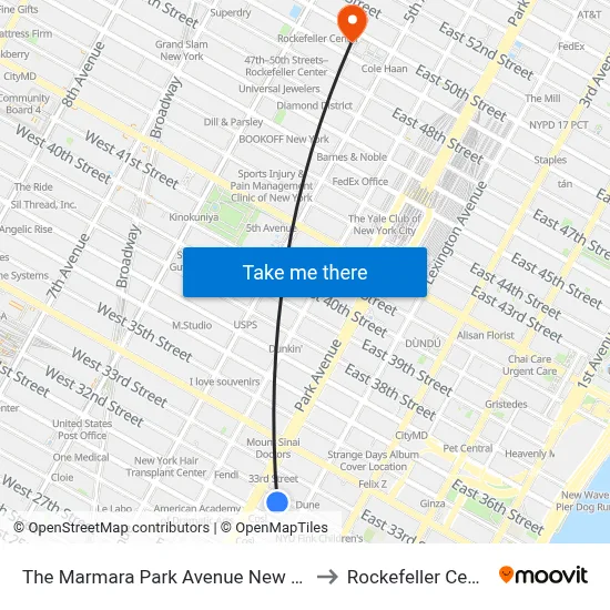 The Marmara Park Avenue New York to Rockefeller Center map