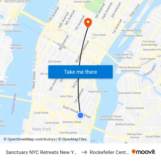 Sanctuary NYC Retreats New York to Rockefeller Center map