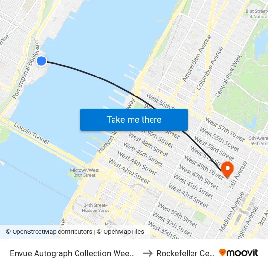 Envue Autograph Collection Weehawken to Rockefeller Center map