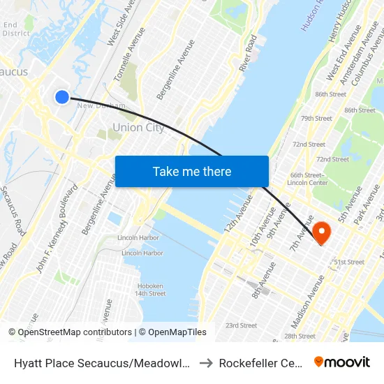 Hyatt Place Secaucus/Meadowlands to Rockefeller Center map