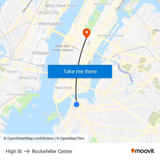 High St to Rockefeller Center map