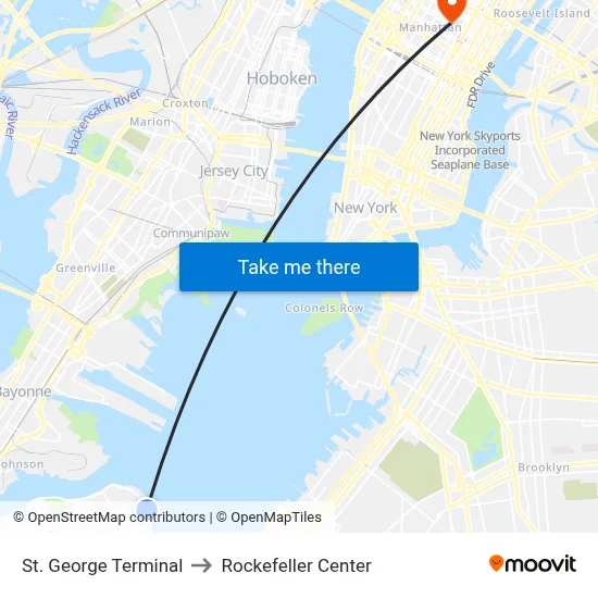 St. George Terminal to Rockefeller Center map