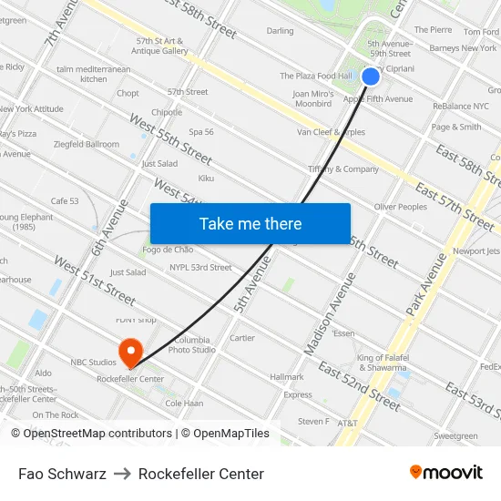 Fao Schwarz to Rockefeller Center map