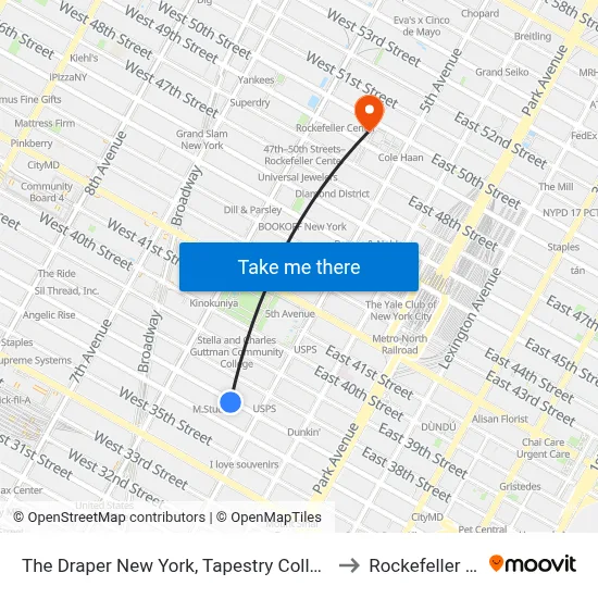 The Draper New York, Tapestry Collection by Hilton to Rockefeller Center map