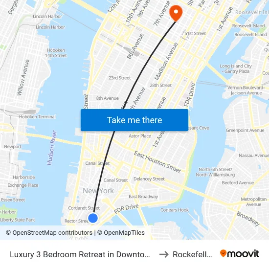 Luxury 3 Bedroom Retreat in Downtown Manhattan, New York to Rockefeller Center map