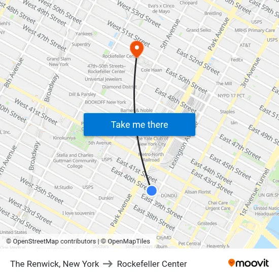 The Renwick, New York to Rockefeller Center map