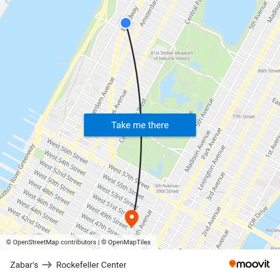 Zabar's to Rockefeller Center map