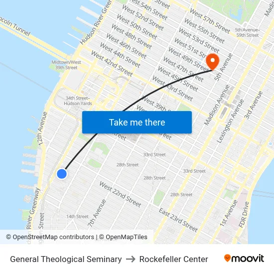 General Theological Seminary to Rockefeller Center map