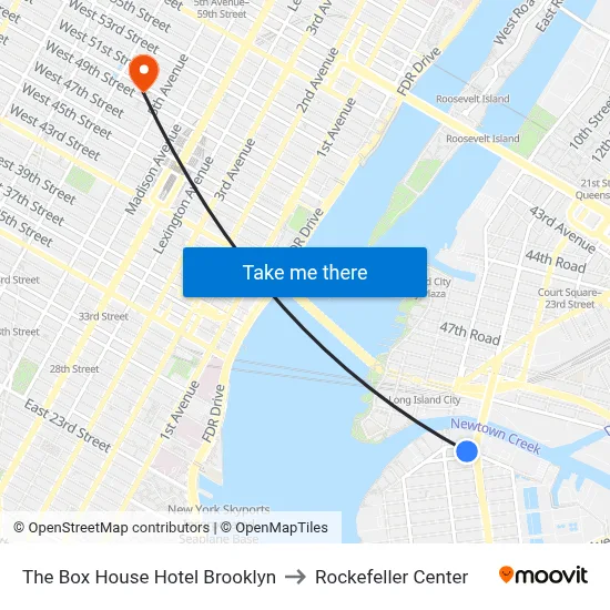 The Box House Hotel Brooklyn to Rockefeller Center map