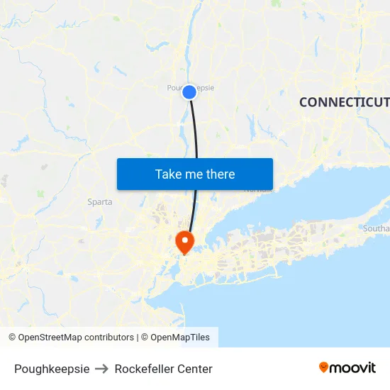 Poughkeepsie to Rockefeller Center map