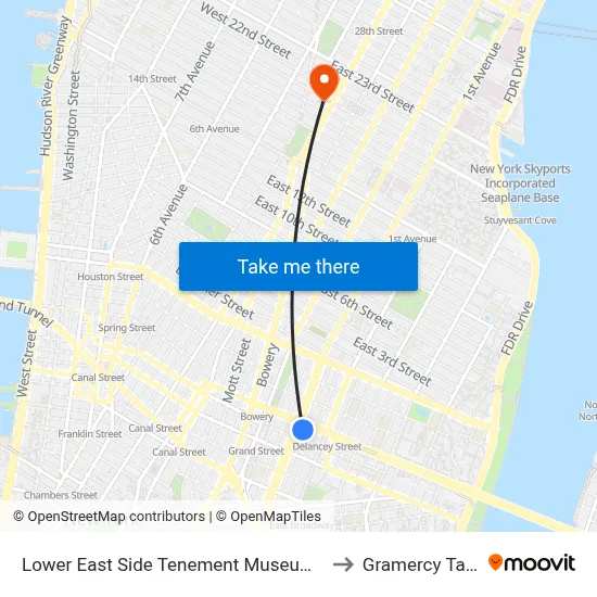 Lower East Side Tenement Museum Offices to Gramercy Tavern map